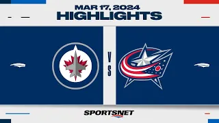 NHL Highlights | Jets vs. Blue Jackets - March 17, 2024