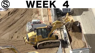 One-week construction time-lapse with closeups: Week 4 of the Ⓢ-series: excavation, tower crane