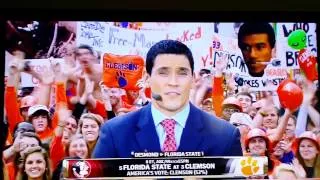 PhotoBomb Crazy Clemson guy on College Gameday behide David pollock