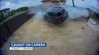 Video shows car flying over house pool during crash in Miami-Dade County