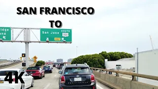SAN FRANCISCO CALIFORNIA, DRIVING TO SAN JOSE, USA, [4K]