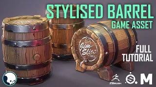 STYLISED BARREL Game Asset (FULL VERSION) -Maya-Zbrush-Substance Painter