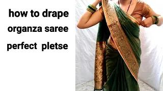 Organza saree draping |organza saree draping perfectly in easy tips for beginners | sari wearing