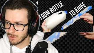 Daxellz Reacts to I did a thing Making a Knife from a Milk Bottle