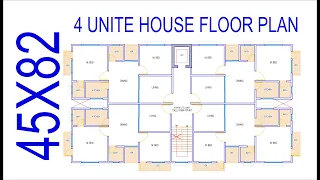 HOUSE PLAN DESIGN | EP 27 | 3700 SQUARE FEET FOUR-UNIT HOUSE PLAN | LAYOUT PLAN