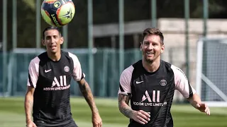 Messi’s first training session with his new team mates at PSG