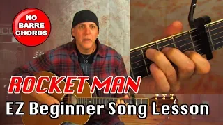 EZ Beginner Song lesson Rocket Man Elton John for solo acoustic guitar