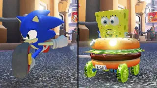 What if you play Sonic and Spongebob in Mario Kart 8 Deluxe?