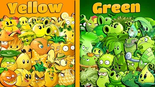 (Plants Vs Zombies 2) All YELLOW vs GREEN Plants Power-Up! in PVZ2 Challenge