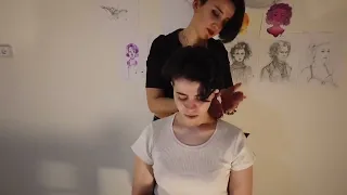 LADY BARBER GIVING RELAXING SERVICE AND MASSAGE TO HER SISTER | DONT MISS THIS | ASMR