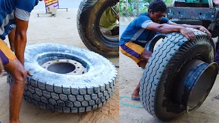 Truck Tyres Replacement | Tire Restoration | Changing Tires | Lorry videos | Truck Videos
