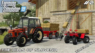 Storing STRAW BALES in the LOFT with BELT | The Hills of Slovenia | Farming Simulator 22 | Episode 2