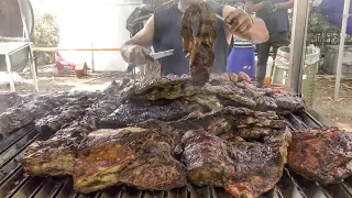 Huge Grill of Meat from Argentina. Italy Street Food Festival