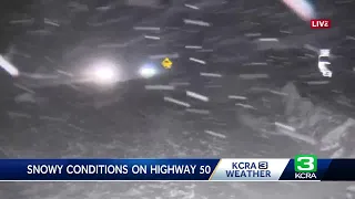 California Snowstorm Impacts | Blizzard shuts down I-80, snow elevation begins to lower