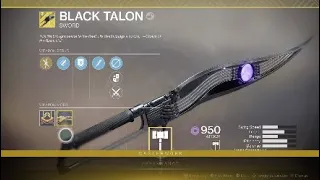 Destiny 2 Black Talon Catalyst to Masterwork 11/12/-17/12/2019