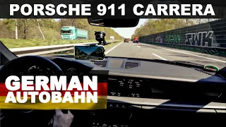 PORSCHE 911 CARRERA 2020 on German Autobahn. NO SPEED LIMIT!!!