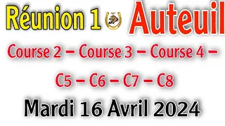 Pronostic PMU / Réunion 1 Auteuil / tout les courses mardi 16 Avril 2024