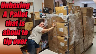 Unboxing a Pallet that is about to tip over - Christmas and Thanksgiving items Yay!!!