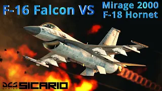 F-16 Falcon Vs F-18 Hornet & Mirage 2000 | DOGFIGHT | BlueFlash 80s | DCS | Digital Combat Simulator