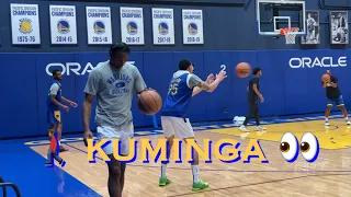📺 Kuminga (injured, did not practice) walks by during Juan Toscano-Anderson x Wiggins workout/3s