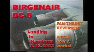 Birgenair Douglas DC 8-61 landing in Hamburg with thrust reserse