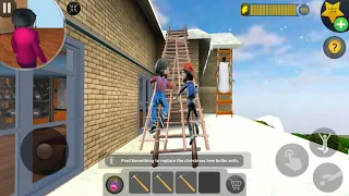 Granny Chases Nick And Tani Up To The Roof Super Funny - Scary Teacher 3D Gameplay