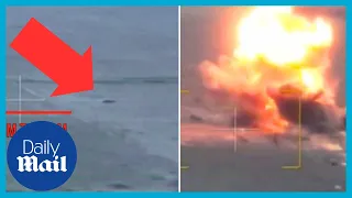 Russian tanks are blown sky high by Ukraine javelins and artillery