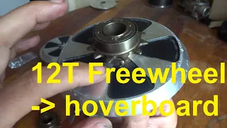 mounting a freewheel/flywheel sprocket to a hoverboard motor (recumbent bike or three-wheeler)