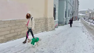 Moscow Walk - Snowy Day in Moscow. Ivanova Gorka, Kitay-Gorod. Basmanny District. Russia 4K