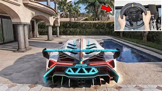 1400HP ! Lamborghini Veneno - Forza Horizon 5 | Steering Wheel Gameplay