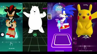 Shadow Vs Ice BEAR Vs Sonic Vs Pikachu - Tiles Hop EDM Rush Vs Smash Color 3D/Who dance/play better?