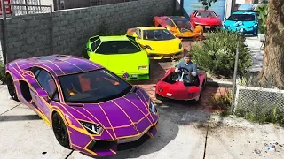 GTA 5 - Stealing Luxury Lamborghini Cars with Franklin! (Real Life Cars #05)