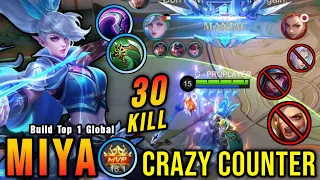 30 Kills!! Miya Almost SAVAGE, Amazing 1v3 Counter Gank!! - Build Top 1 Global Miya ~ MLBB