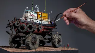 A Ship Traverses The Land In A World Where The Oceans Dried Up | #diorama #scalemodel