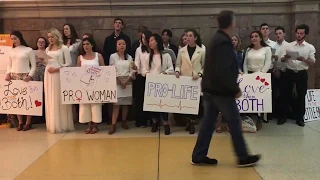 Pro-life students sing "Lully Lulla Lullay" during NSW abortion bill debate