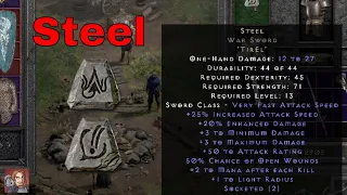 Diablo II Resurrected Rune Words - Steel (Tir El)