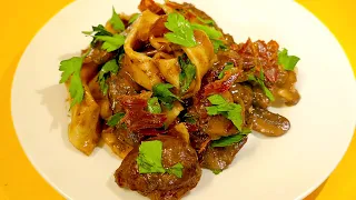 Chicken Liver Tagliatelle in a Creamy Madeira Sauce