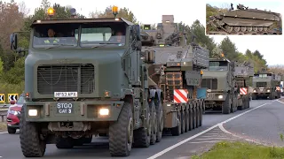 Tank Transporters hauling new Ajax armoured fighting vehicles for the British Army 🪖