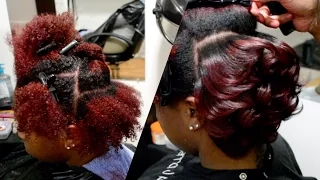 AMBER RED + BODY CURLS ON NATURAL HAIR | #SalonWork