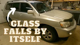 2001-2007  Toyota Highlander rear window glass fell and off track