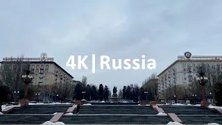 Walking on a gray day in Bright Russia 🌞 4K walk around Volgograd.