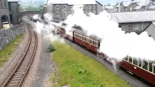 Bleanau Ffestiniog trains depart