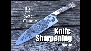 DIY Easy 2x72 grinder Knife Sharpening by BergKnifemaking