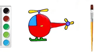 Helicopter drawing painting and colouring for kids and Toddlers