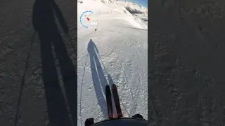 SKIER TRYING TO CATCH SNOWBOARDER #skiing #snowboarding #shorts #highspeed