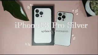 iPhone13 Pro Silver || Unboxing + Accessories ♡ (Aesthetic)