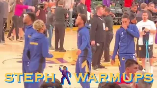 [HD] More Steph Curry 🕺🏽 dancing, in layup lines this time pregame b4 Warriors-Lakers preseason