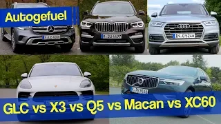 Best midsize / compact SUV Porsche Macan vs Mercedes GLC vs BMW X3 vs Audi Q5 vs Volvo XC60