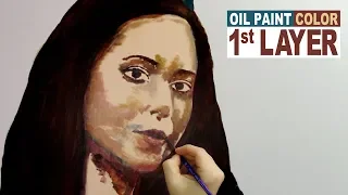 STEP #3 TO REALISTIC PORTRAIT PAINTING: 1st Layer - Starting the Woman's Face