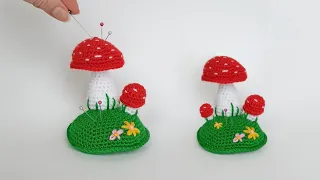 🍄I’ll do this and teach you 🍄How to crochet a pincushion “Amanita on the lawn”🍄